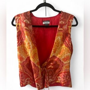 Lafayette Miss Jackson’s Vibrant Red and Gold Sleeveless Blouse